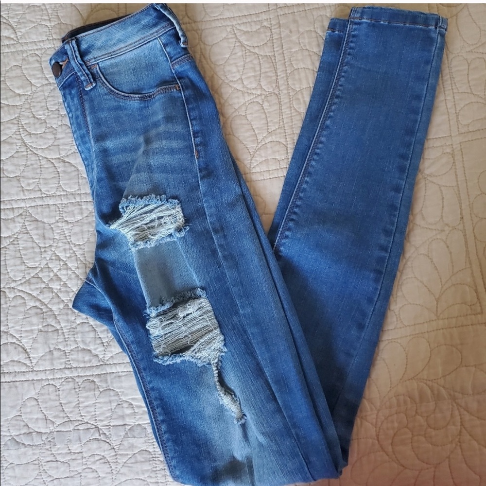 Distressed High Waisted Skinny Jeans